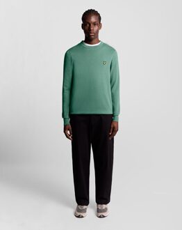 Lyle & Scott Katoenen Merino Ronde Hals Trui - Groen