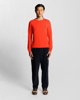 Lyle & Scott Katoenen Merino Ronde Hals Trui - Rood
