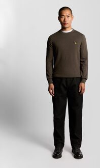 Lyle & Scott Katoenen Merino Rundhals Trui - Bruin - maat S