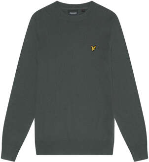 Lyle & Scott katoenen merino trui met ronde hals - diepgroen