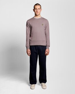 Lyle & Scott katoenen merino trui met ronde hals - grijs