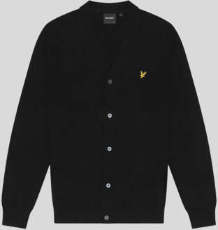 Lyle & Scott Katoenen Merino V-Hals Cardigan - Zwart