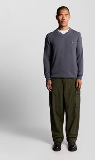 Lyle & Scott Katoenen Merino V-Hals Trui - Grijs