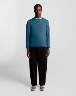 Lyle & Scott Katoenen Merinowollen Trui met Ronde Hals - Blauw