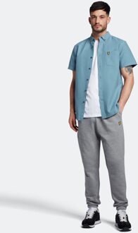 Lyle & Scott katoenen slub overhemd met korte mouwen in blauw