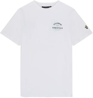 Lyle & Scott Kinderen/ Racquet Club Grafisch T-shirt (Wit) - maat 7-8J / 122-128cm