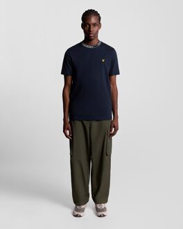 Lyle & Scott Kraag Logo Geribbelde T-shirt Navy