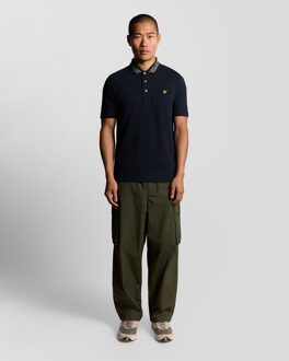 Lyle & Scott kraaglogo geribbeld poloshirt - marineblauw Navy