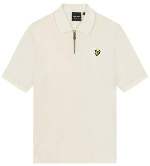 Lyle & Scott krijtpoloshirt met getextureerde strepen - maat Gebroken wit