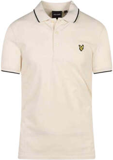 Lyle & Scott krijtpoloshirt met getipte kraag Crème - XL