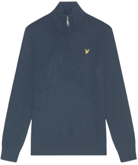 Lyle & Scott Kwart Zip Katoen Merino Sweater Lyle & Scott , Blue , Heren - 2Xl,L,M,S