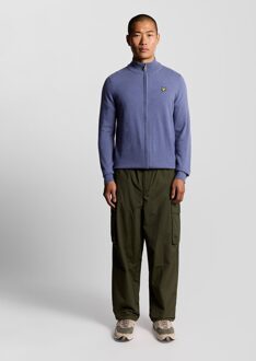 Lyle & Scott Lamswol Blend Rits Cardigan - Grijs Indigoblauw - XS