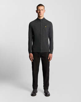 Lyle & Scott Lamswol Blend Rits Cardigan - Grijs