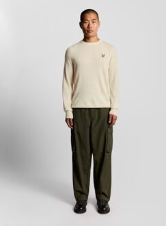 Lyle & Scott Lamswol Blend Ronde Hals Trui - Wit Beige