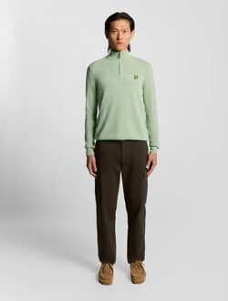 Lyle & Scott Lamswol Mix 1/4 Rits Trui - Blauw - maat M Mint
