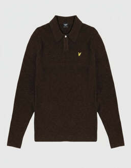 Lyle & Scott lamswolmix rugbytrui - bruin - maat XS