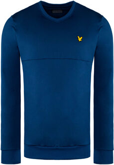 Lyle & Scott lange mouw V-hals donkerblauw kleurblok heren golfsweaters ML1258G Z780