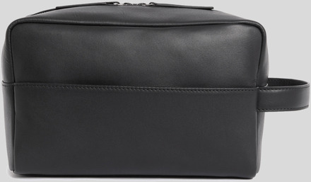 Lyle & Scott leren toilettas - zwart