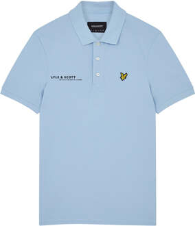 Lyle & Scott lichtblauw poloshirt met gecoordineerde print en korte mouwen - maat XS