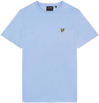 Lyle & Scott Lichtblauw T-shirt met Lyle Scott-logo op de borst - maat