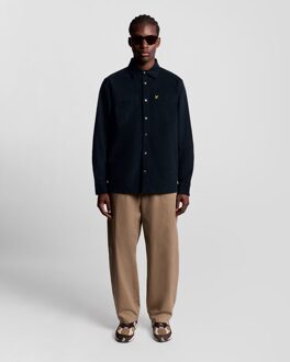 Lyle & Scott lichtgewicht corduroy overhemd - marineblauw Navy