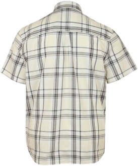 Lyle & Scott linnen geruit krijtoverhemd met korte mouwen - maat Crème