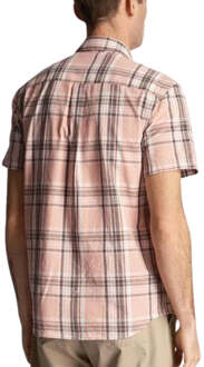 Lyle & Scott linnen geruit palmroze overhemd met korte mouwen