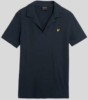Lyle & Scott Linnen Revere Kraag Polo Shirt - Donker Marineblauw