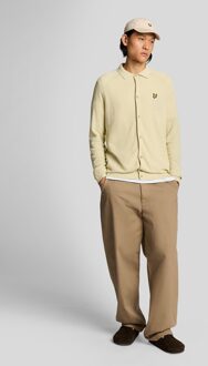 Lyle & Scott linnenmix gebreid overhemd - geel