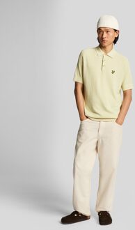 Lyle & Scott Linnenmix Gebreid Poloshirt - Geel - 2XL