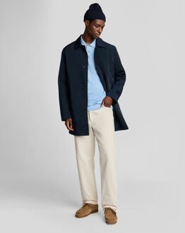 Lyle & Scott Linnenmix Gebreide Poloshirt - Lichtblauw