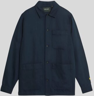 Lyle & Scott Linnenmix Overhemd - Donker Blauw Donker Marine