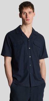 Lyle & Scott Linnenmix Revere Shirt - Nachtblauw Navy