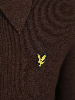 Lyle & Scott Longsleeve Poloshirt Lamswol Bruin - L,M,S,XL,XXL