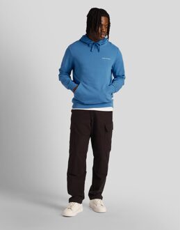Lyle & Scott Loopback geborduurd logo blauwe pull-over hoodie