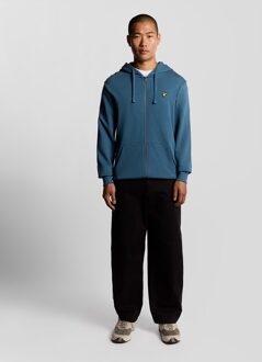 Lyle & Scott Loopback Katoenen Volledige Rits Hoodie - Blauw