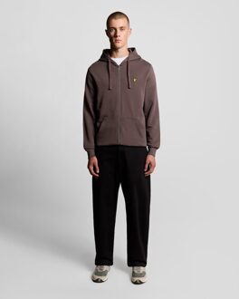 Lyle & Scott Loopback Katoenen Volledige Rits Hoodie - Bruin