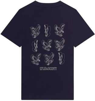 Lyle & Scott Lyle And Scott Juniors 3D Adelaar Grafisch T-shirt in marine voor jongens Navy