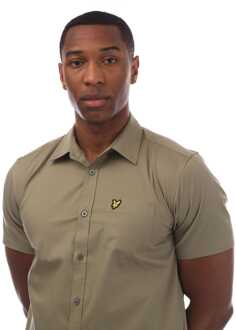 Lyle & Scott Lyle And Scott overhemd met korte mouwen in popeline voor heren in olijfkleur - maat