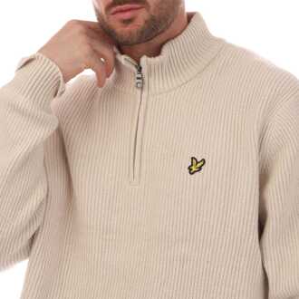 Lyle & Scott Lyle And Scott Shaker Stitch Sweater met Kwartrits in Beige voor heren