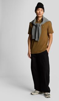 Lyle & Scott Lyle & Scott-logo op de borst Wild Nettle bruin poloshirt - M