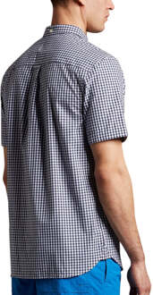 Lyle & Scott marineblauw Gringham overhemd met korte mouwen - L