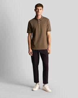 Lyle & Scott Men's Lyle And Scott Chunky Slub Polo Shirt in olive - maat Olijf