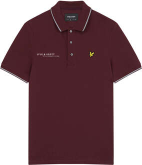 Lyle & Scott Men's Lyle And Scott Co-Ordinate Print Tipped Polo Shirt in Burgundy - maat M Bourgogne