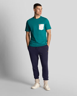 Lyle & Scott Men's Lyle And Scott Contrast Pocket T-Shirt in Green White - maat L Groen