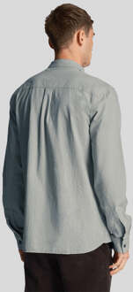 Lyle & Scott Men's Lyle And Scott Cotton Linen Button Down Shirt in Blue Blauw