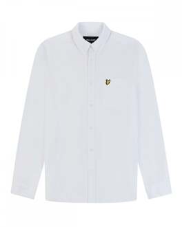 Lyle & Scott Men's Lyle And Scott Cotton Linen Button Down Shirt in White - maat Wit