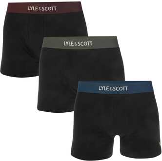 Lyle & Scott Men's Lyle And Scott Devon 3 Pack Boxer Shorts in Black - maat Zwart