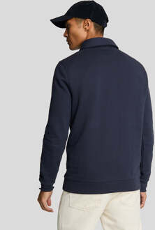 Lyle & Scott Men's Lyle And Scott Embroidered Collared Quarter Zip Sweatshirt in Navy - maat