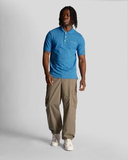 Lyle & Scott Men's Lyle And Scott Embroidered Polo Shirt in Blue Blauw